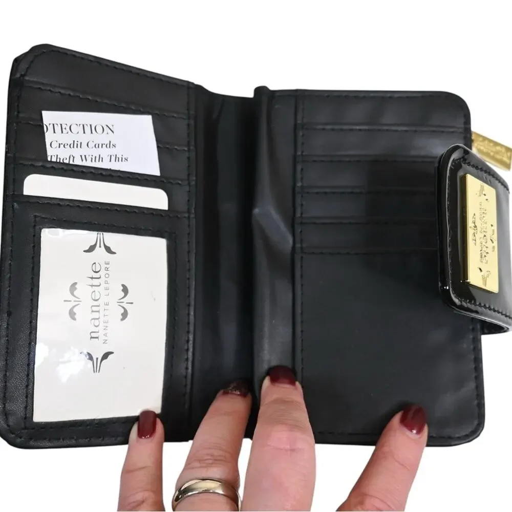 Nanette Nanette Lepore Black Patent Wallet Gold Hardware NWOT
